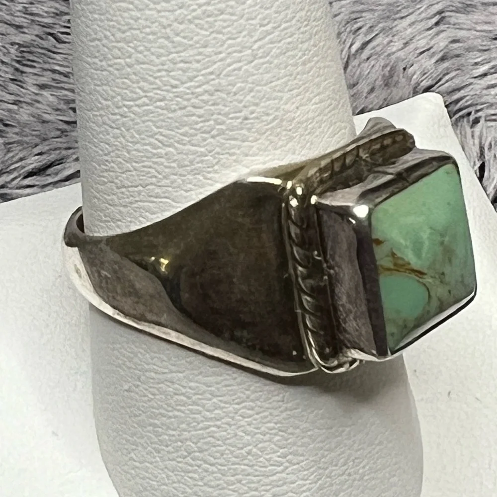 Bezel set Square Turquoise Men’s Ring Size 10